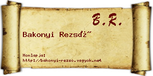 Bakonyi Rezső névjegykártya